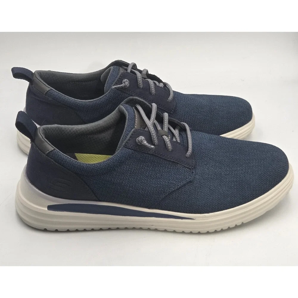 Skechers Navy Blue Classic Fit Air Cooled Memory Foam Mens 11.5 Slip On Shoes